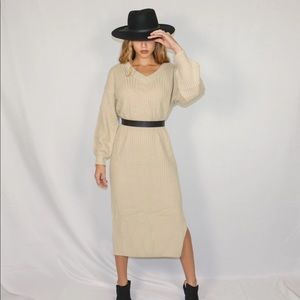 V Neck Sweater Dress